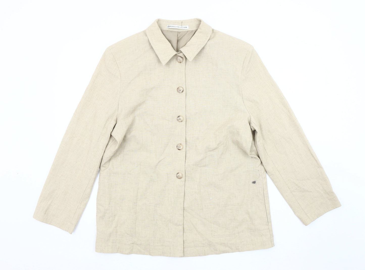 St Bernard Women's Beige Linen Blazer, Size 16, Casual Style