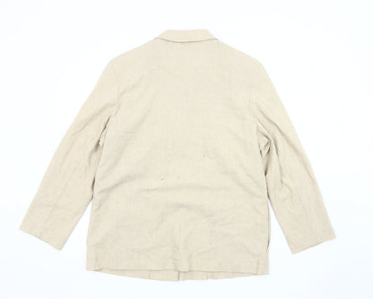 St Bernard Women's Beige Linen Blazer, Size 16, Casual Style