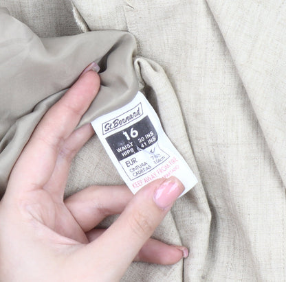St Bernard Women's Beige Linen Blazer, Size 16, Casual Style