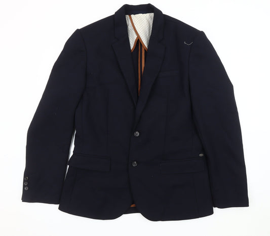Mens UK Size 42 River Island Regular Blue Suit Jacket