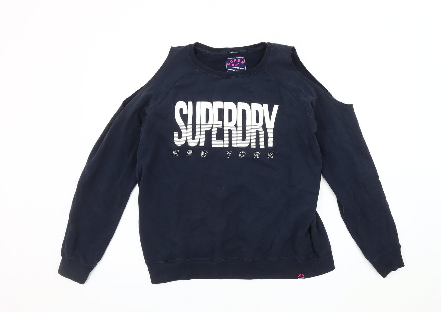 Superdry Women's Blue Sweatshirt L Cotton Crew Neck