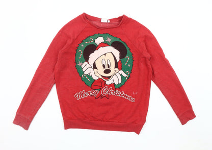 Unisex Adults UK Size M Disney Red Pullover Sweatshirt