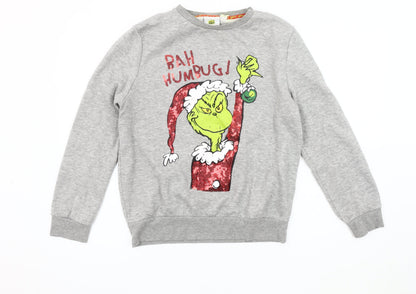 The Grinch Unisex Grey Christmas Sweatshirt, Size S