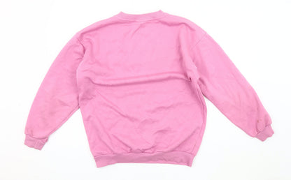Nike Girls Pink Pullover Sweatshirt Size L - Logo, Casual