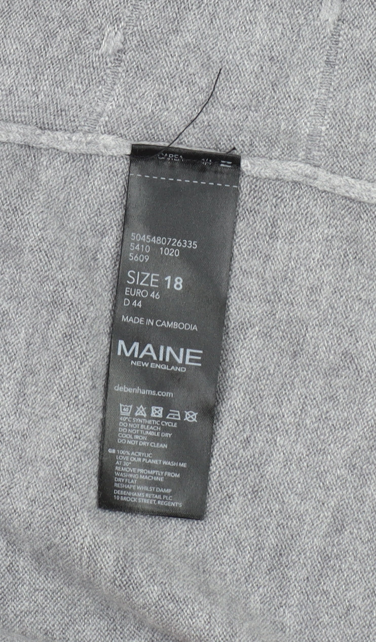 Womens UK Size 18 Maine New England Grey Cardigan Jumper