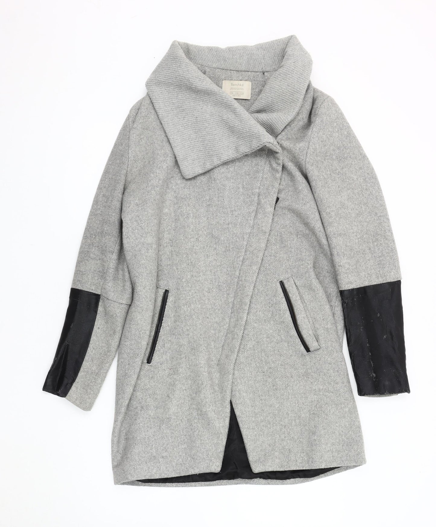 Womens UK Size S Bershka Grey Overcoat