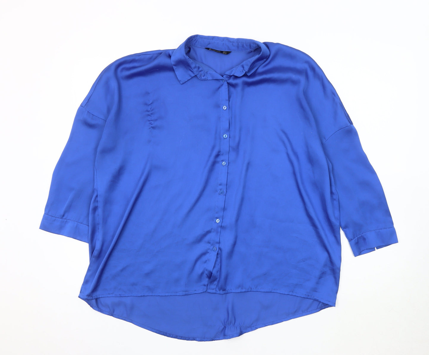 Womens UK Size S Stradivarius Blue Basic Button-Up