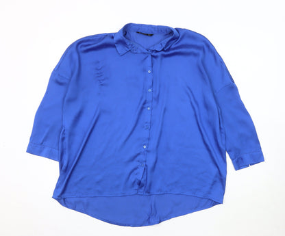 Womens UK Size S Stradivarius Blue Basic Button-Up