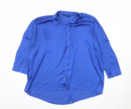 Womens UK Size S Stradivarius Blue Basic Button-Up