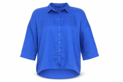 Womens UK Size S Stradivarius Blue Basic Button-Up