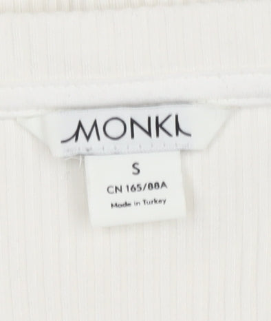 Monki Women's White Long Sleeve Bodysuit, Size S, Casual