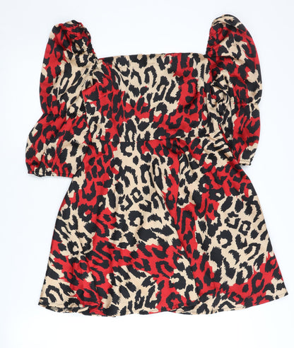 Outrageous Fortune Women's Red Animal Print A-Line Dress