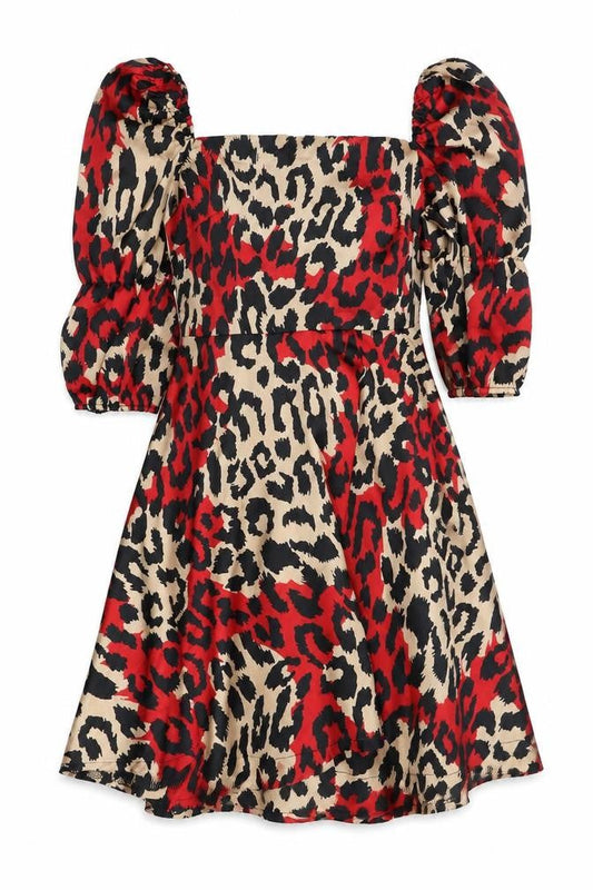 Outrageous Fortune Women's Red Animal Print A-Line Dress