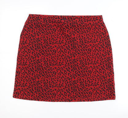 Marks and Spencer Women's Red Animal Print Skirt - Size 12