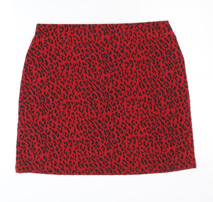 Marks and Spencer Women's Red Animal Print Skirt - Size 12