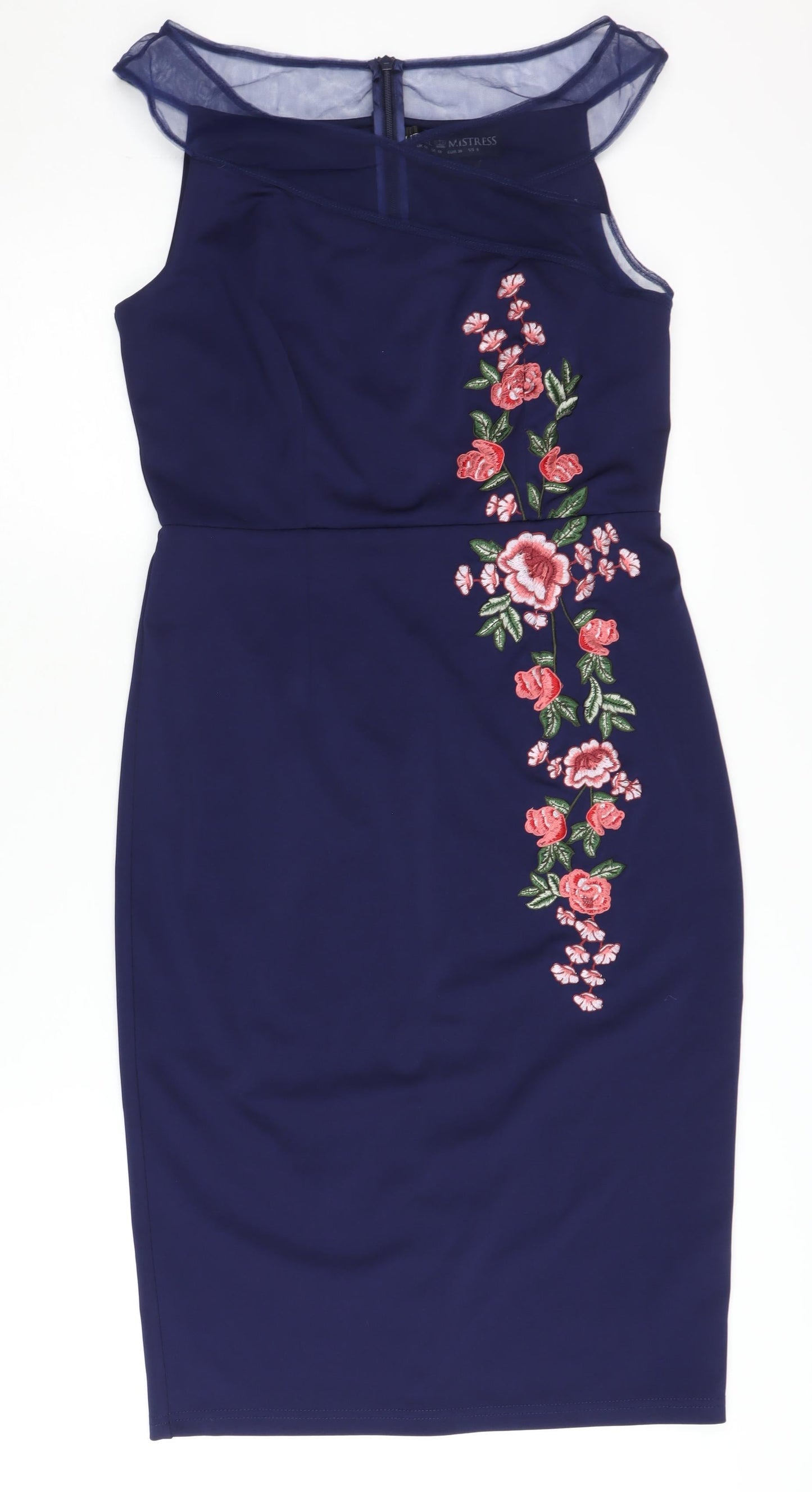 Little Mistress Women's Blue Floral Pencil Dress Size 10