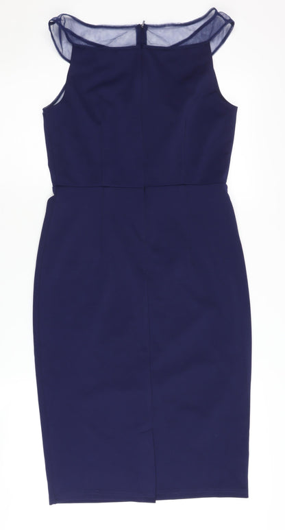 Little Mistress Women's Blue Floral Pencil Dress Size 10