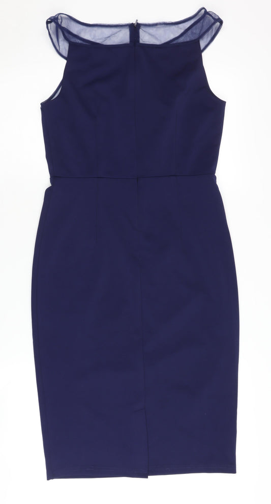 Little Mistress Women's Blue Floral Pencil Dress Size 10