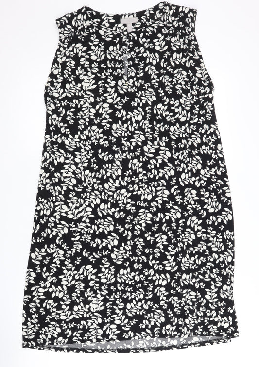 H&M Women's Black Floral Sleeveless Dress M