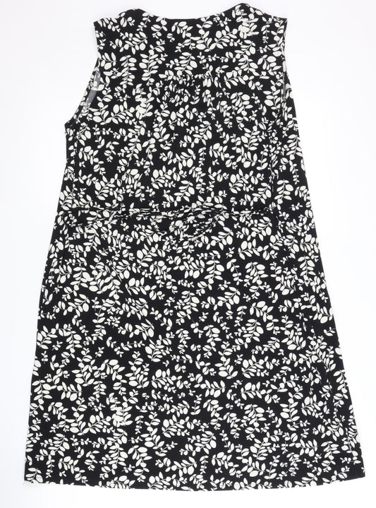 H&M Women's Black Floral Sleeveless Dress M