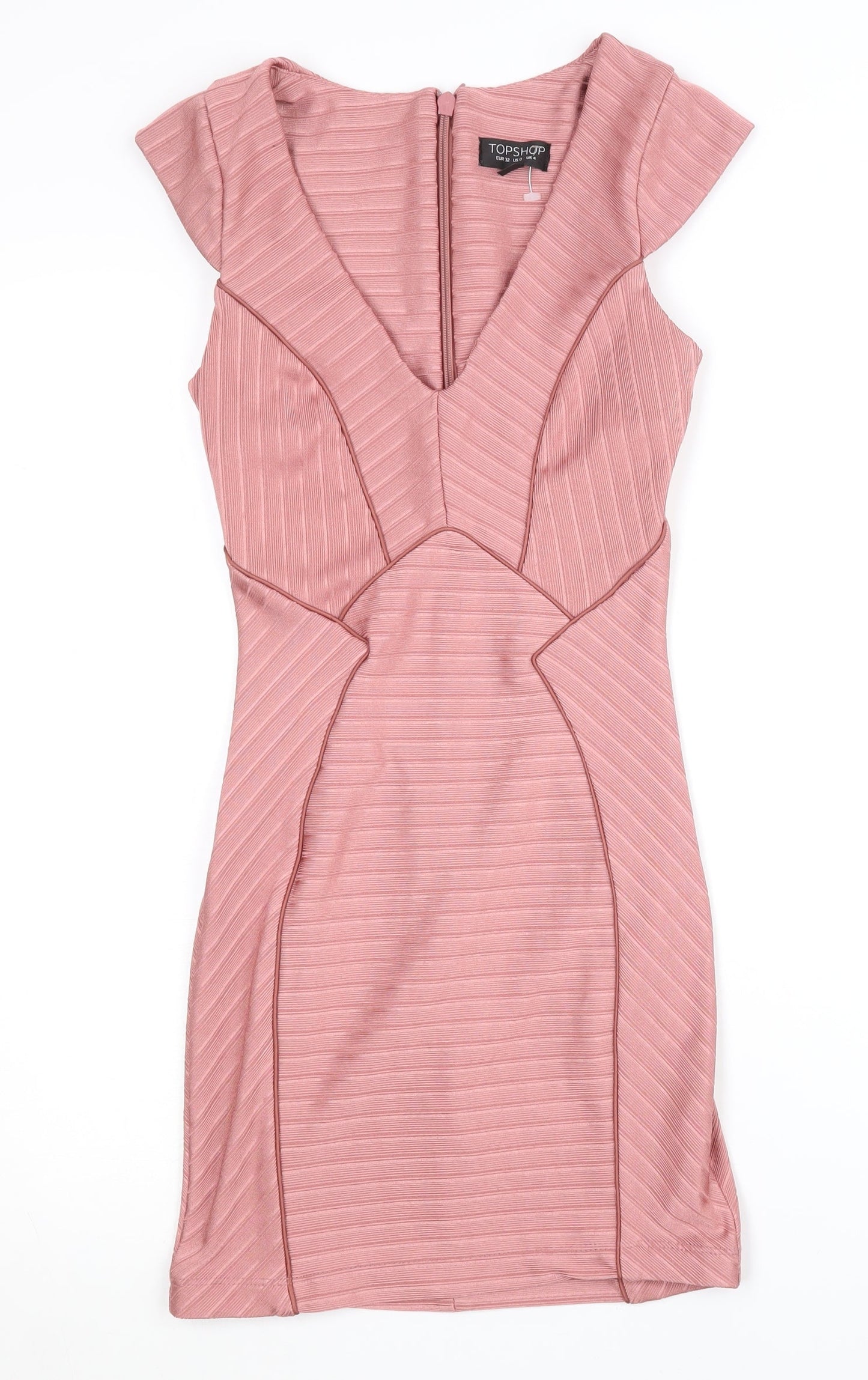 Topshop Women’s Pink Bodycon Dress - Size 4