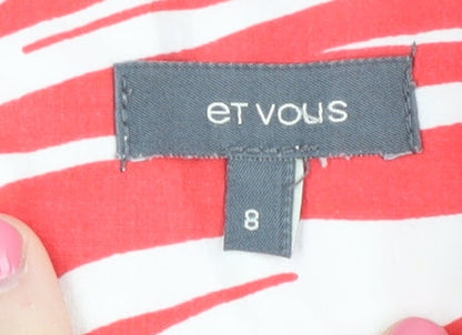 Womens UK Size 8 Et Vous Red Basic Blouse