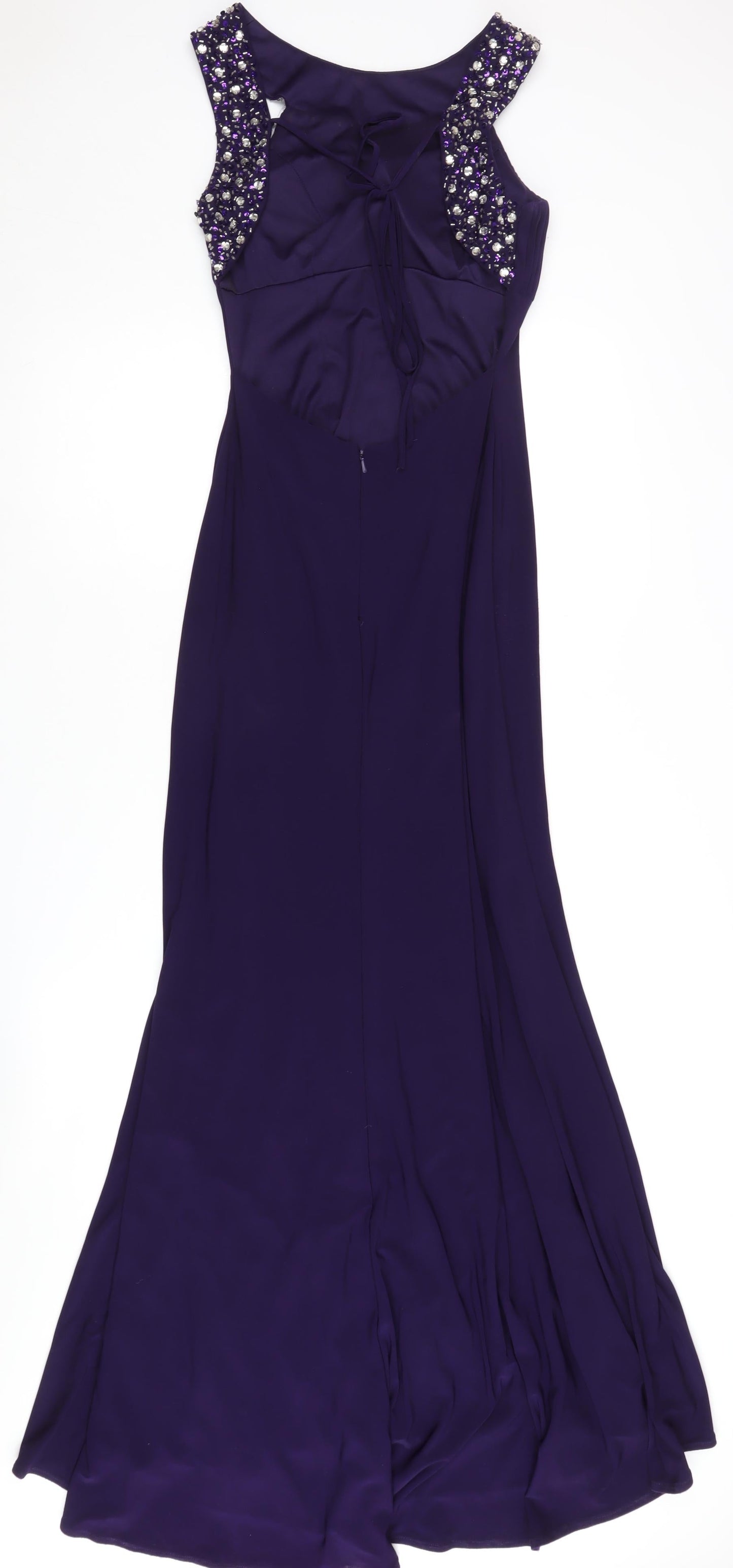 Illusion Women's Purple Beaded Maxi Dress, Size 4