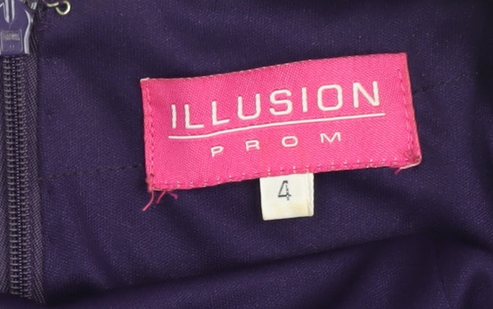 Illusion Women's Purple Beaded Maxi Dress, Size 4