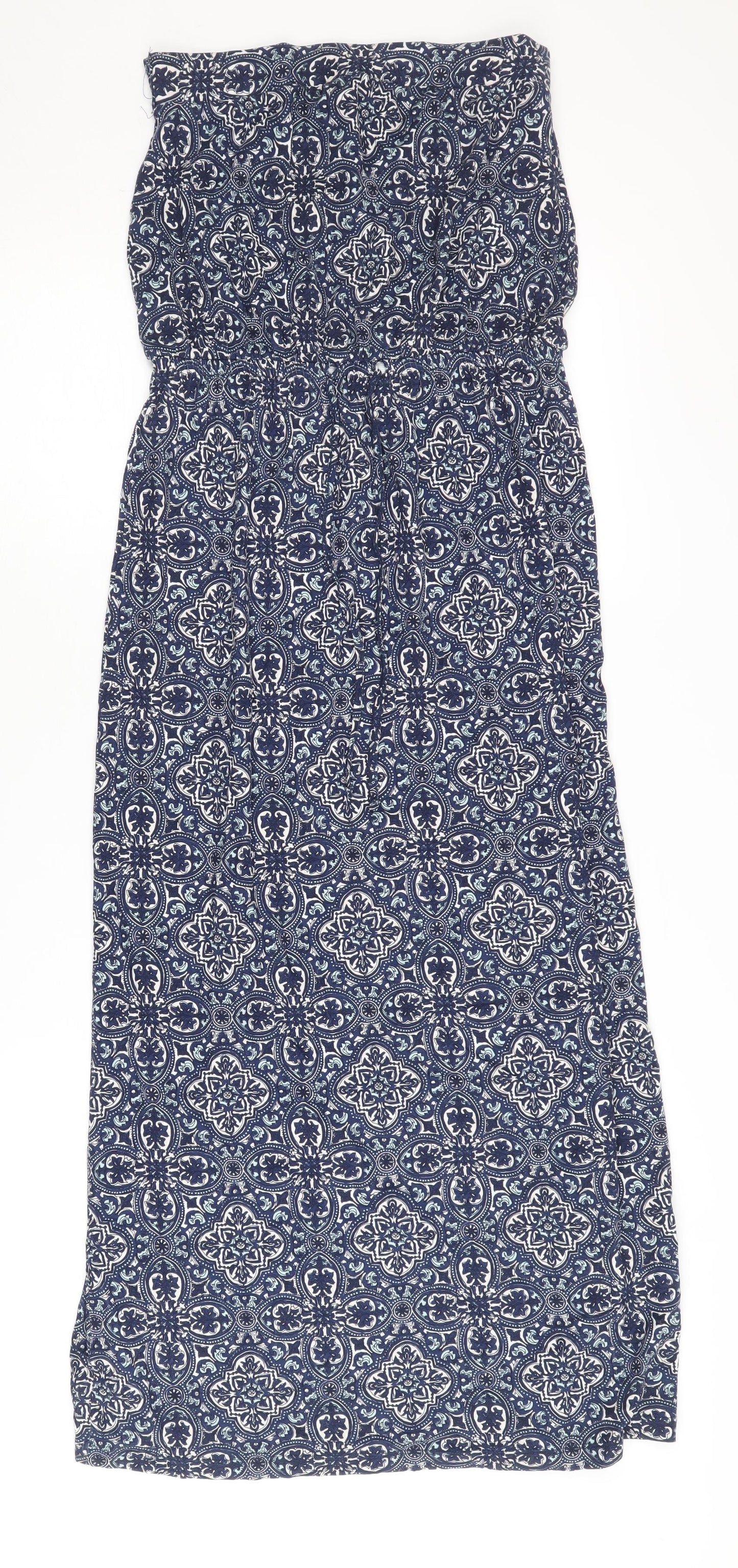 Next Women’s Blue Geometric Strapless Midi Dress