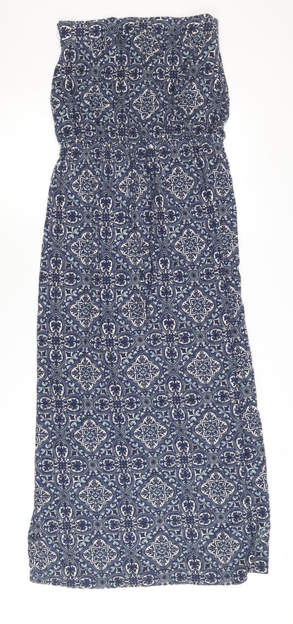 Next Women’s Blue Geometric Strapless Midi Dress