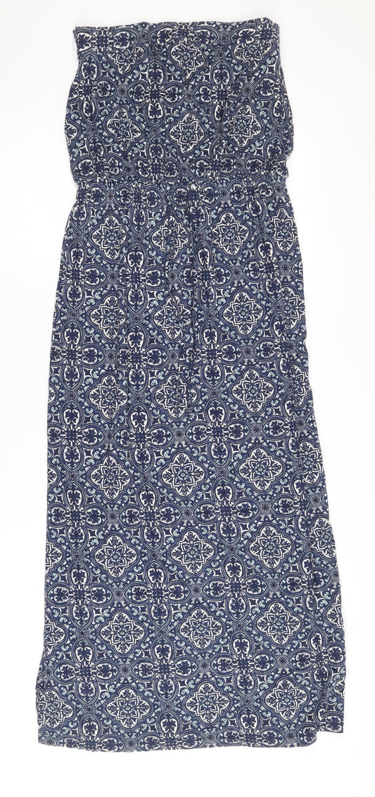 Next Women’s Blue Geometric Strapless Midi Dress