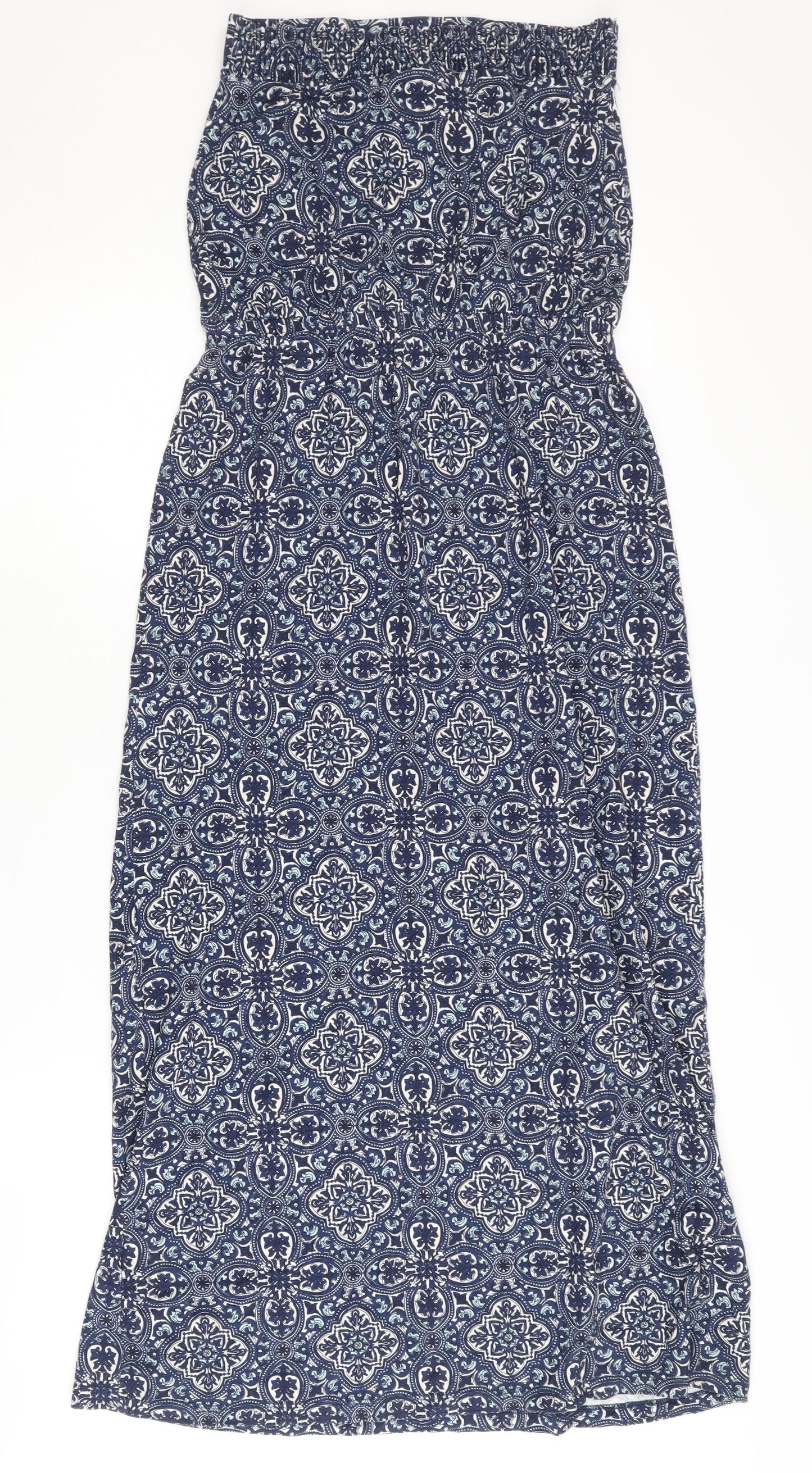 Next Women’s Blue Geometric Strapless Midi Dress