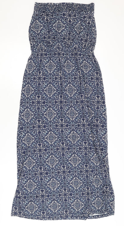 Next Women’s Blue Geometric Strapless Midi Dress