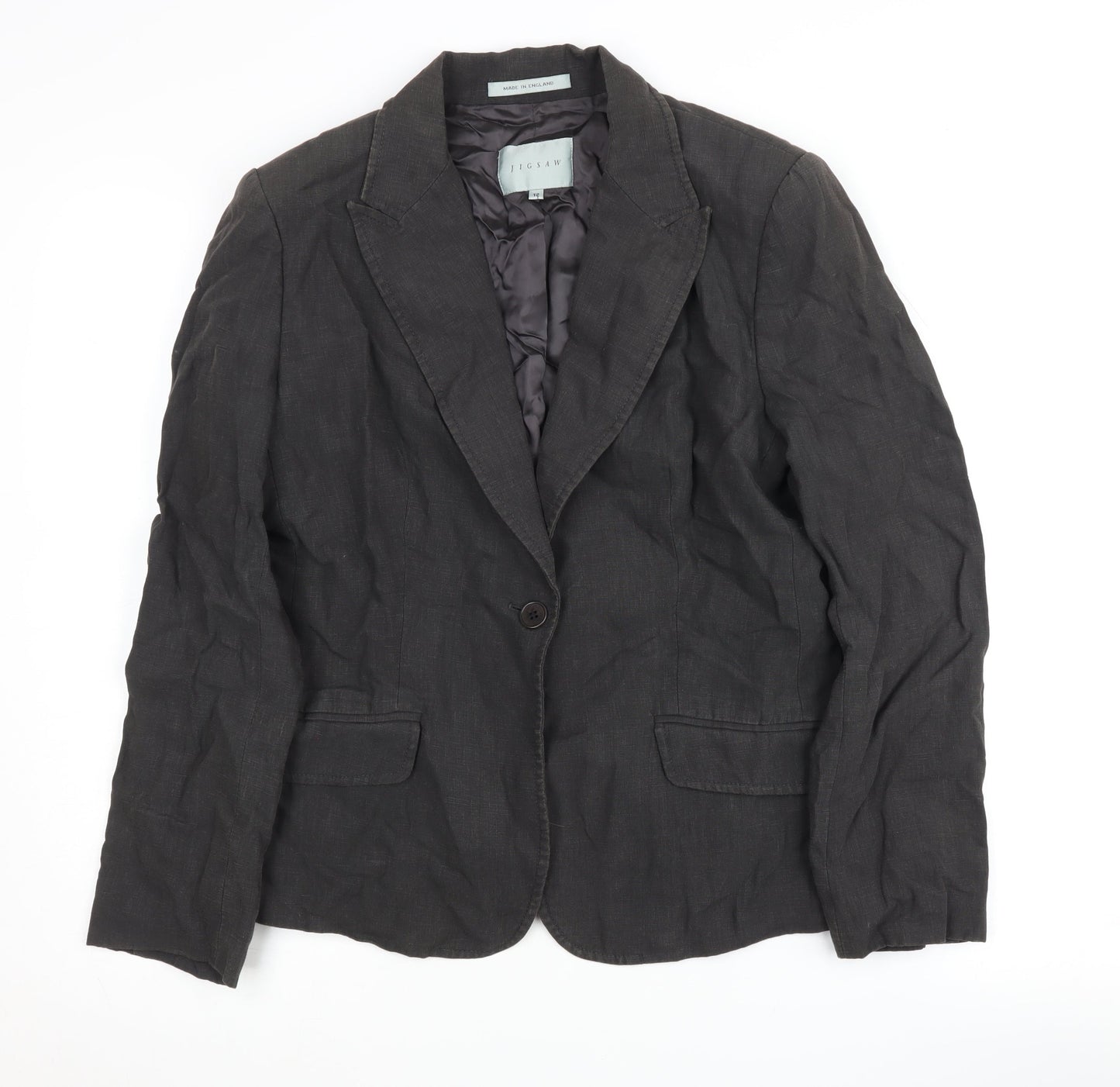Jigsaw Women's Black Linen Blazer, Size 12