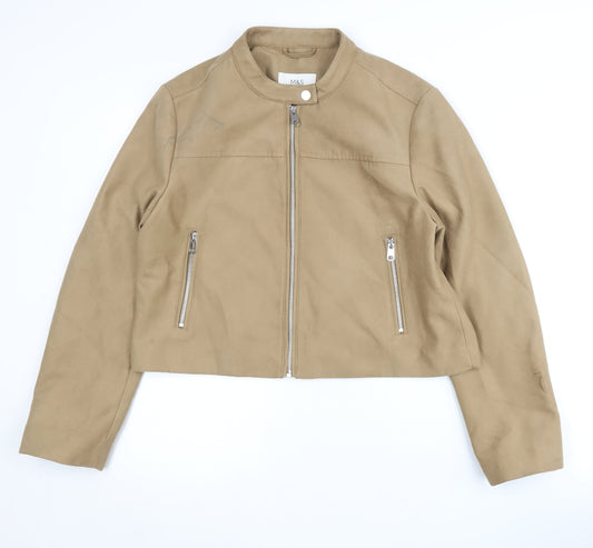 Marks & Spencer Women's Beige Motorcycle Jacket Size 12