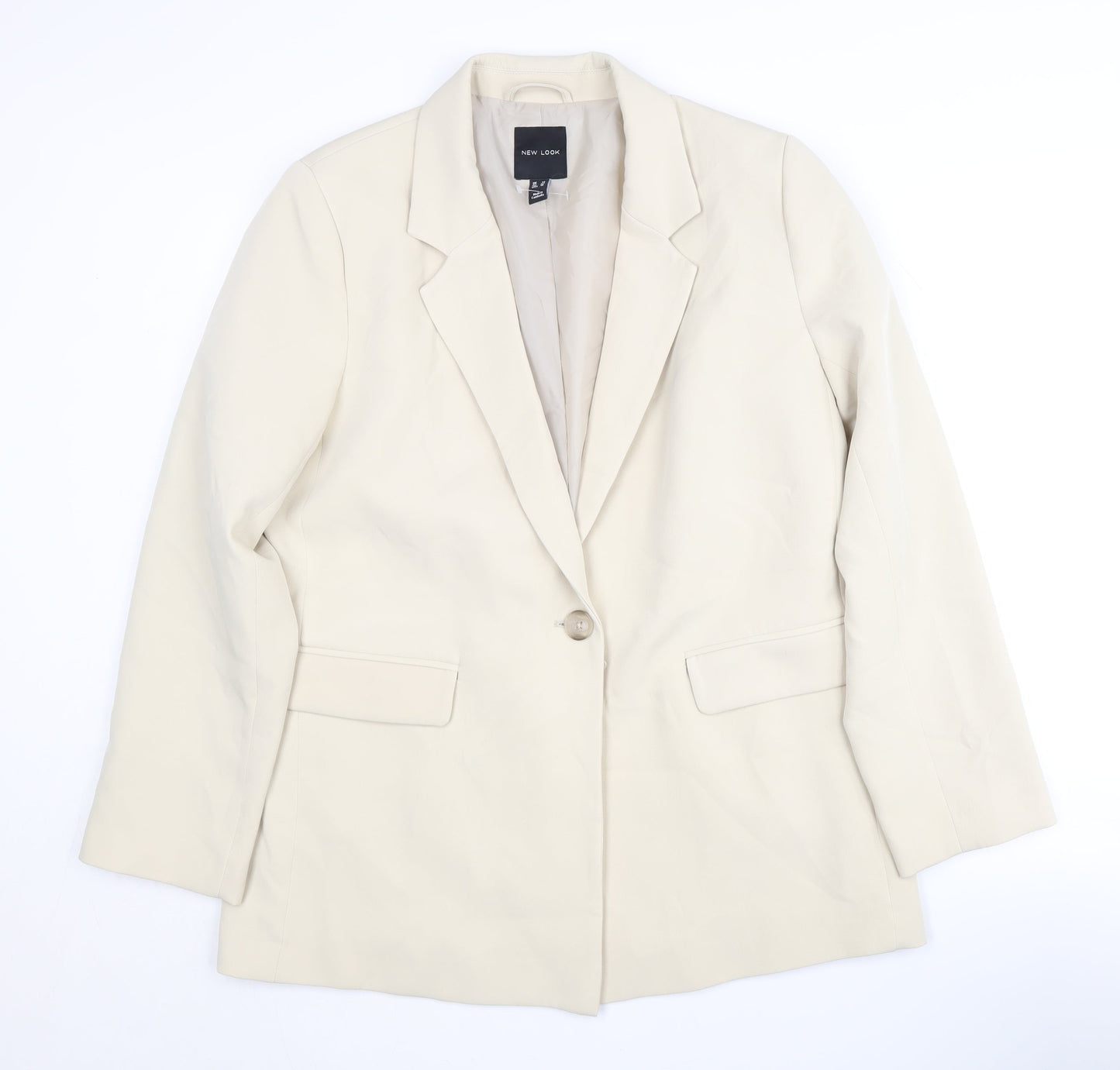 New Look Women's Beige Single-Breasted Jacket, Size 14