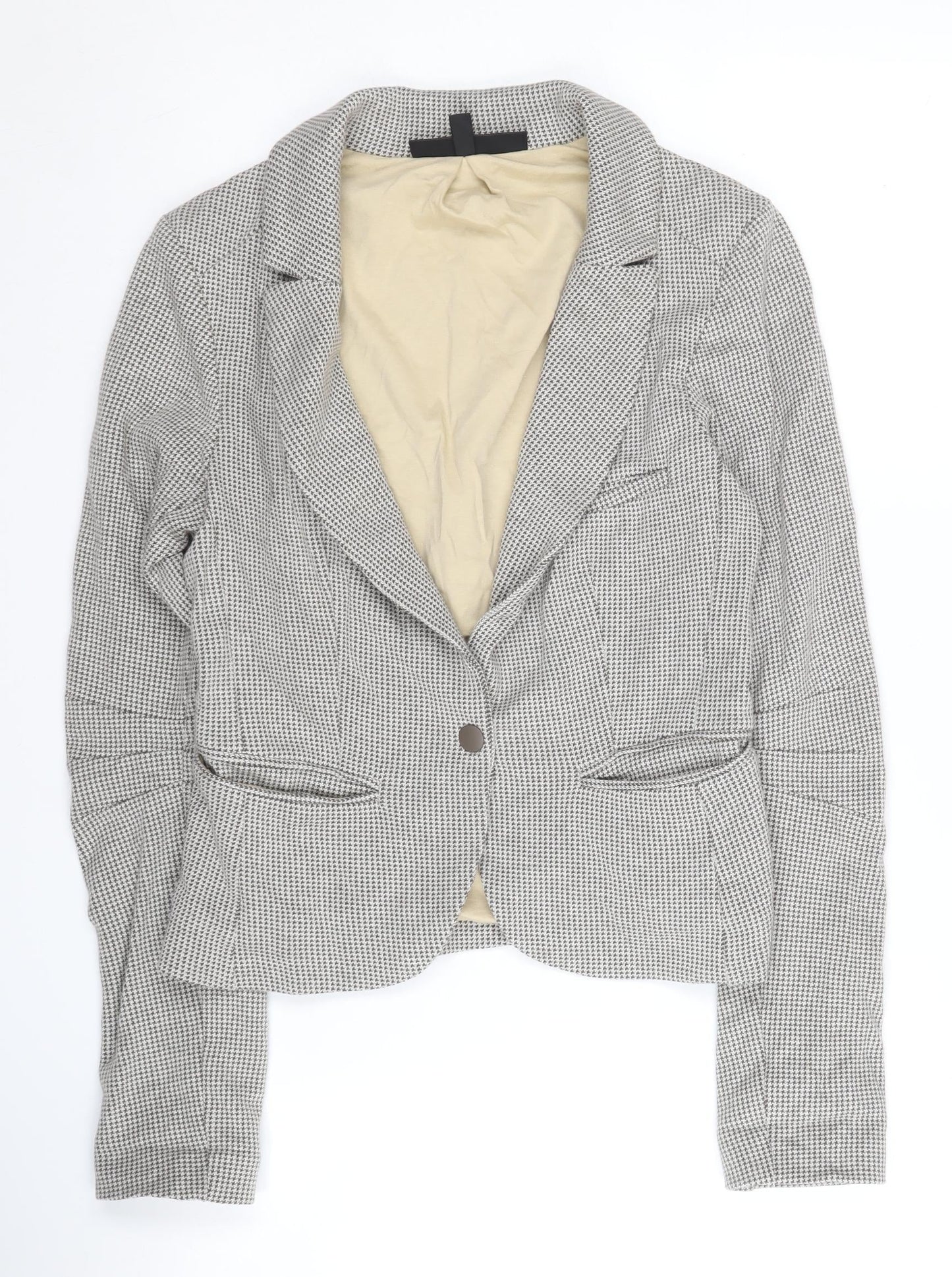 Topshop Women's Grey Houndstooth Blazer Size 8