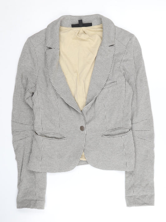 Topshop Women's Grey Houndstooth Blazer Size 8