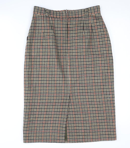 Marks and Spencer Women's Check Wool Midi Skirt - Size 12
