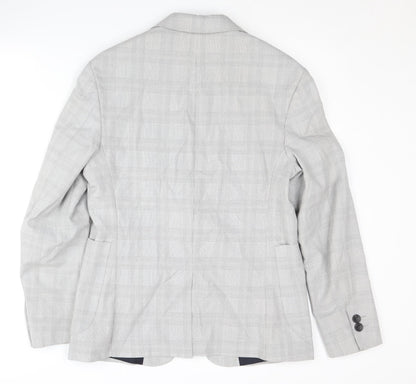 Zara Men's Grey Check Blazer - 46