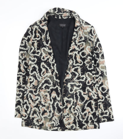 Topshop Women's Black Animal Print Blazer Size 8
