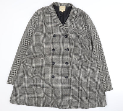 Silence + Noise Women's Grey Check Pea Coat Size S