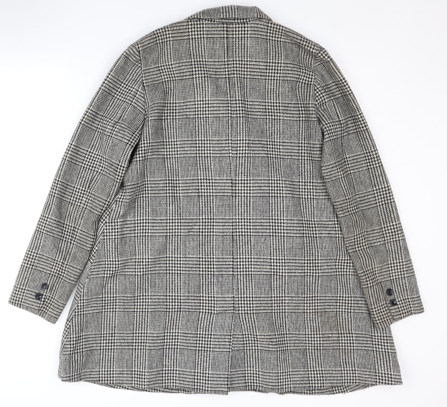 Silence + Noise Women's Grey Check Pea Coat Size S