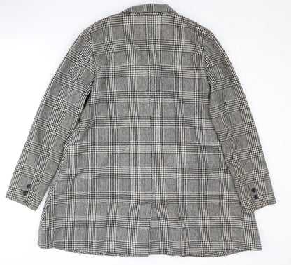 Silence + Noise Women's Grey Check Pea Coat Size S