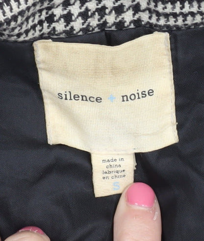 Silence + Noise Women's Grey Check Pea Coat Size S