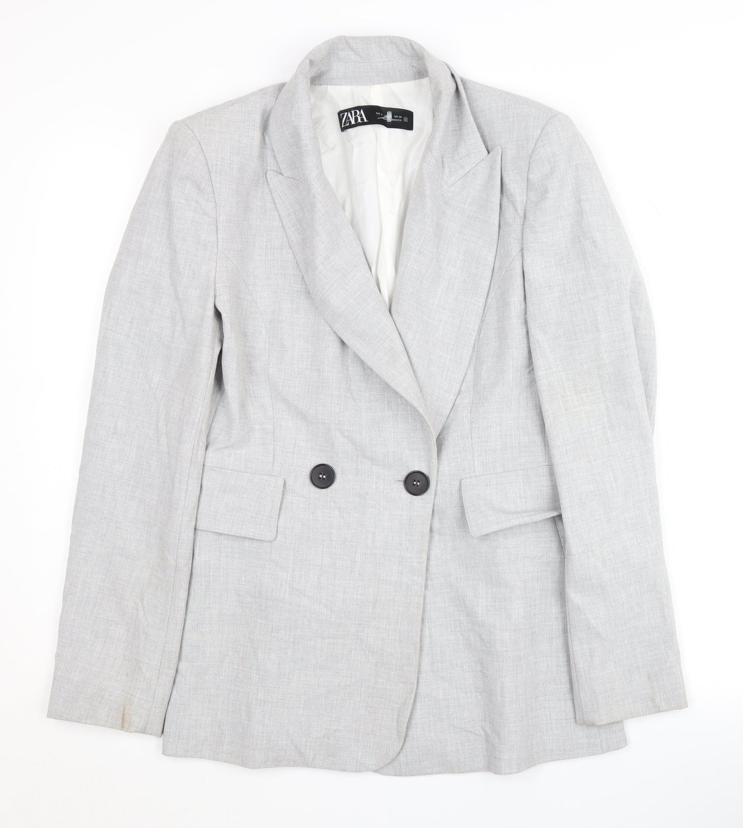 Zara Womens Grey XS Double-Breasted Blazer