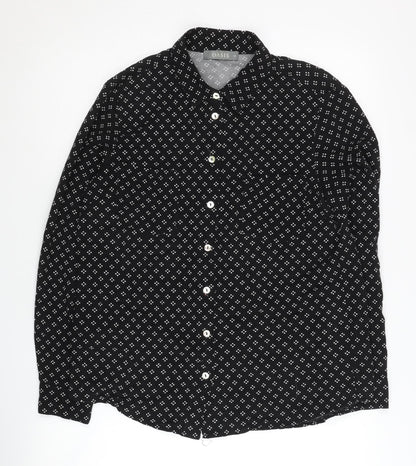 Womens UK Size 10 Oasis Black Basic Button-Up