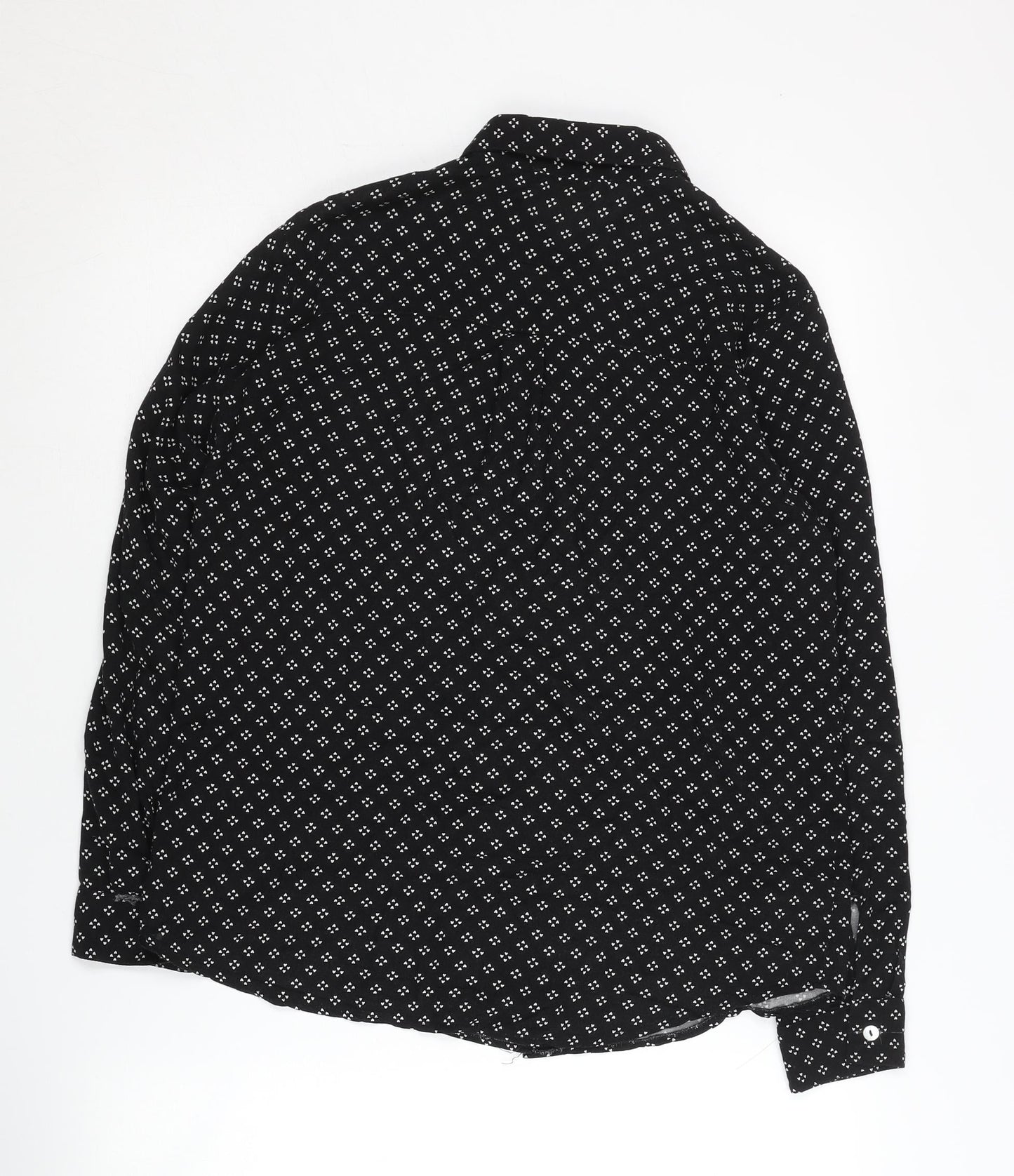 Womens UK Size 10 Oasis Black Basic Button-Up