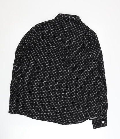 Womens UK Size 10 Oasis Black Basic Button-Up