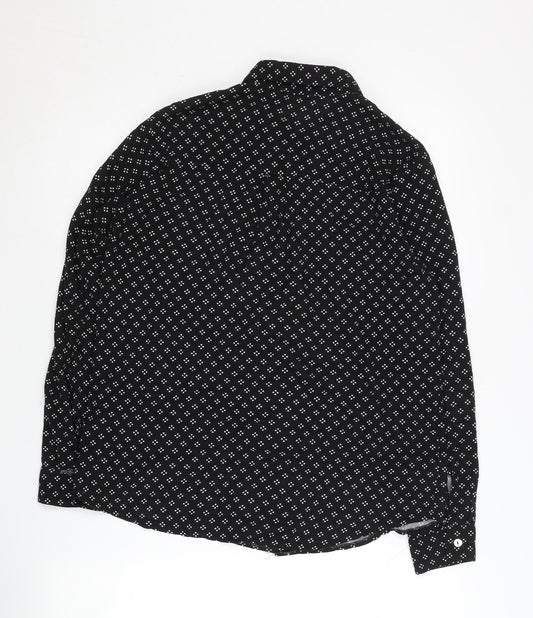 Womens UK Size 10 Oasis Black Basic Button-Up
